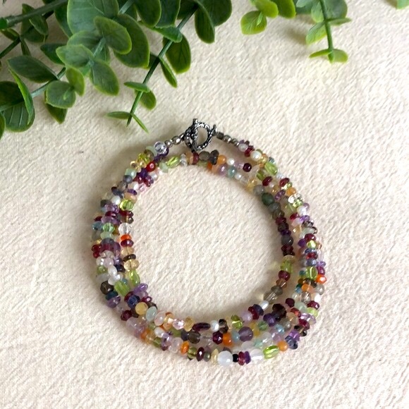 Two-Strand Gemstone and Seed Pearl Necklace - Picture 5 of 6